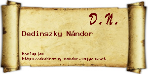Dedinszky Nándor névjegykártya